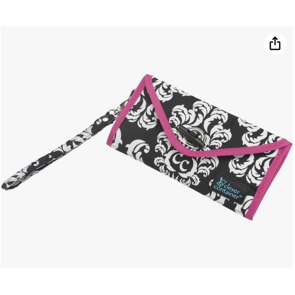 3-Compartment Wallet Clear Travel Reseller Money Organizer Damask Pink‎